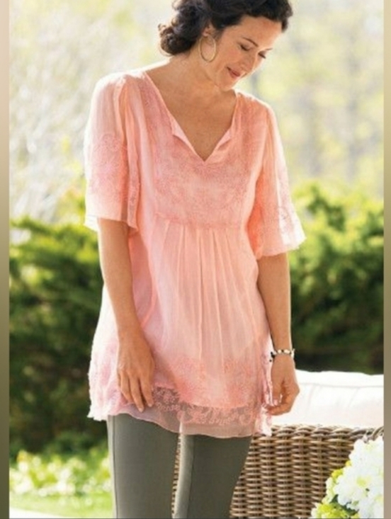 Soft Surroundings Tops - Soft Surroundings Selena Tunic Silk Soft Pink Tunic Size Large